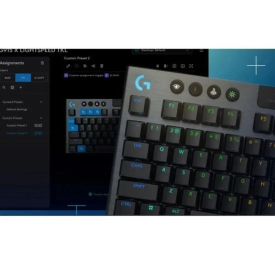 Logitech g915 x lightspeed tkl wireless gaming keyboard - black - clicky